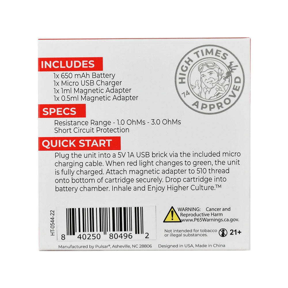 Pulsar Obi Auto-Draw Vape Cartridge Battery Packaging Box Details