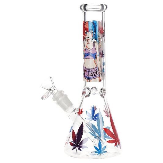 420 Anime Girl Beaker Glass Water Pipe