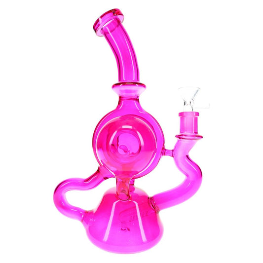 Pink Glass Recycler Bong Blush Loop–14.5mm–10″