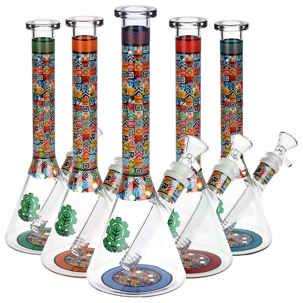 SeshGear Icon Blocks Pattern Beaker Glass Water Pipe