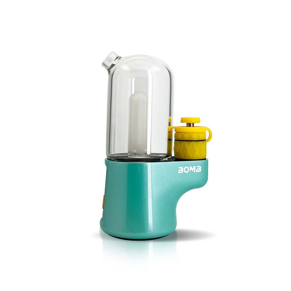 Side view of the teal Bomb Pro Portable Dab Rig