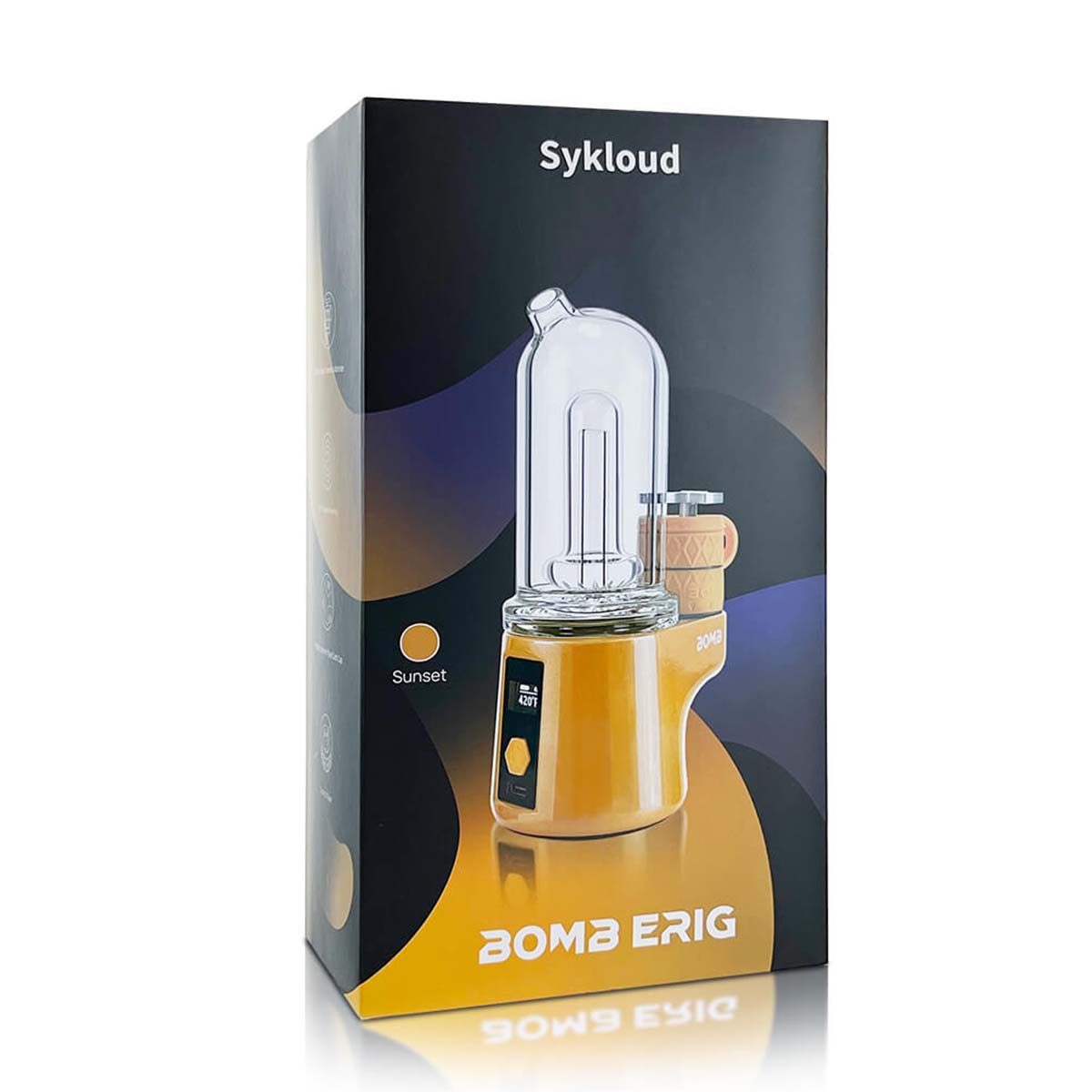 packaging of BOMB Sykloud E Rig Sunset Edition with branded box