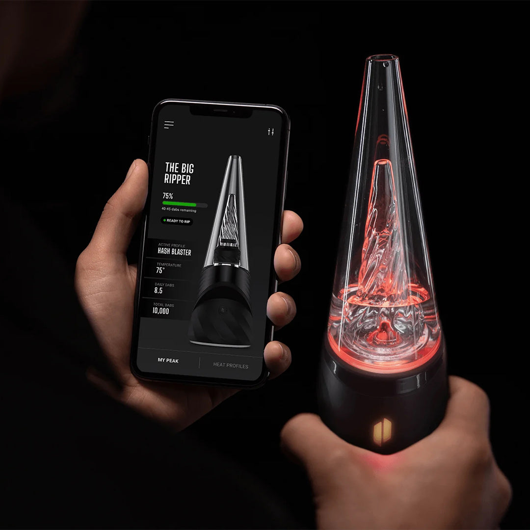 Puffco New Peak Pro connected to Puffco Connect app for real-time temperature control