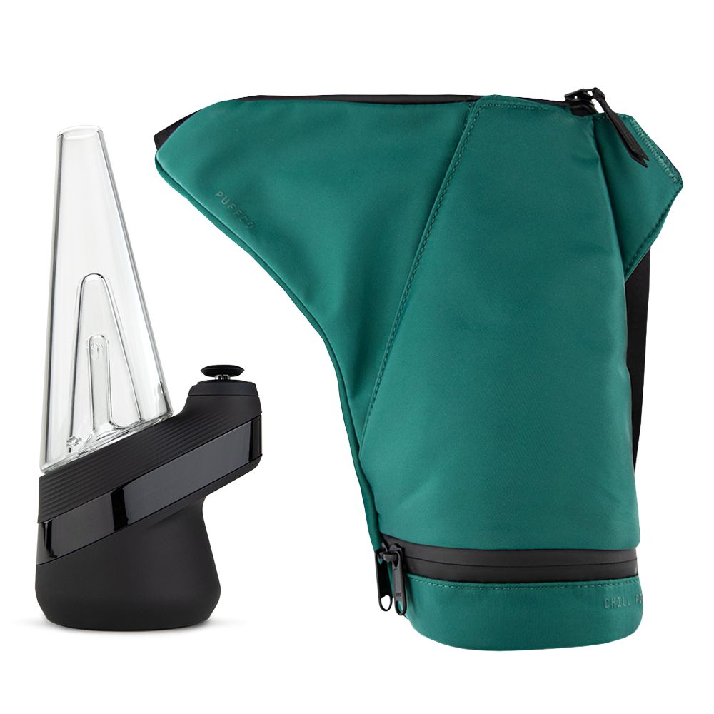 Puffco New Peak Vaporizer with emerald green travel bag