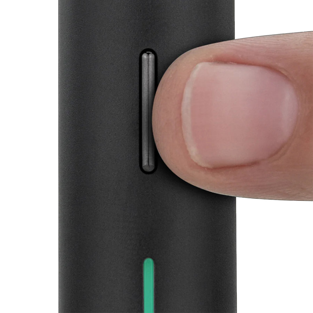 Close-up of Puffco Pivot Wax Vaporizer Pen Onyx showing button control