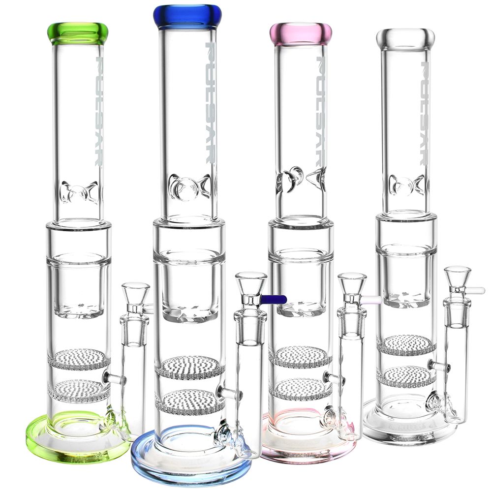 Pulsar Double Honeycomb Perc Bong 17"