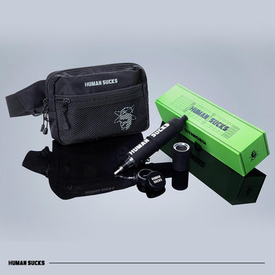 Human Sucks Electric Dab Straw with fanny pack set, including 1 electric dab straw and 1 fanny pack.